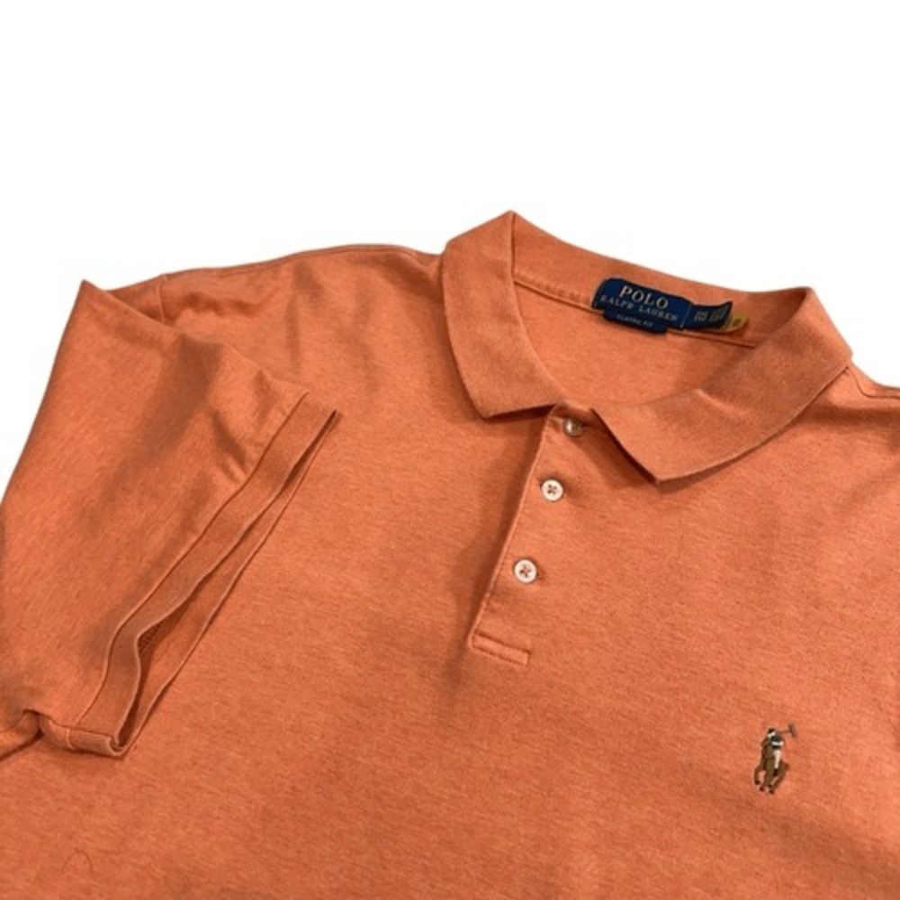 Polo Ralph Lauren Mens Orange Solid 100% Cotton Classic Fit Polo Shirt XXL
